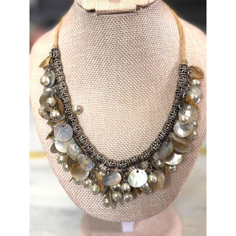 Silver-Tone Shell Statement Necklace